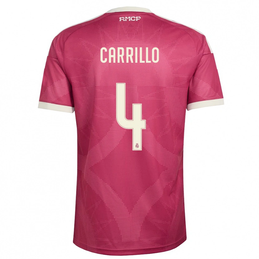 DanxenキッズAlvaro Carrillo#4ペールバイオレットレッド 白サードユニフォームシャツ2026/27ジャージーユニフォーム