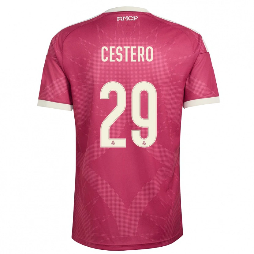 DanxenキッズJorge Cestero#29ペールバイオレットレッド 白サードユニフォームシャツ2026/27ジャージーユニフォーム