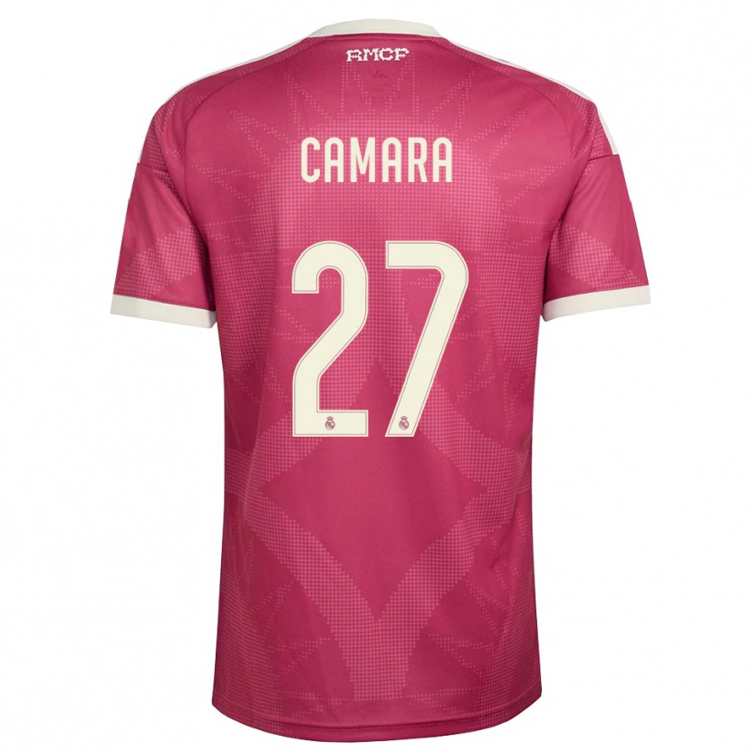 DanxenキッズKalifa Camara#27ペールバイオレットレッド 白サードユニフォームシャツ2026/27ジャージーユニフォーム