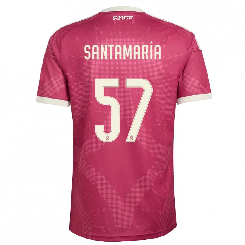 DanxenキッズFran Santamaría#57ペールバイオレットレッド 白サードユニフォームシャツ2026/27ジャージーユニフォーム