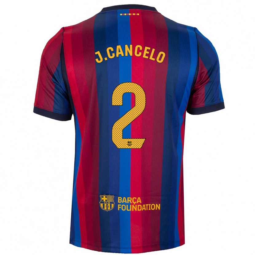 Danxenキッズジョアン・カンセロ#2ロイヤルブルー 赤 黄ホームシャツ2026/27ジャージーユニフォーム