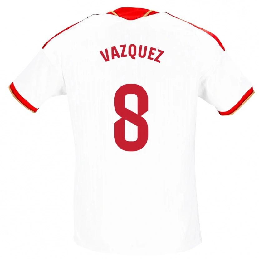 DanxenメンズManolo Vazquez#8白 赤ホームシャツ2026/27ジャージーユニフォーム