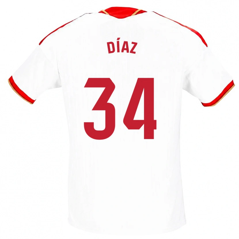 DanxenメンズMario Díaz#34白 赤ホームシャツ2026/27ジャージーユニフォーム