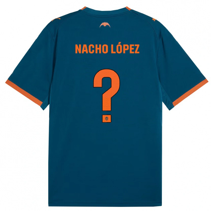 DanxenメンズNacho López#0スティールブルー オレンジアウェイシャツ2026/27ジャージーユニフォーム