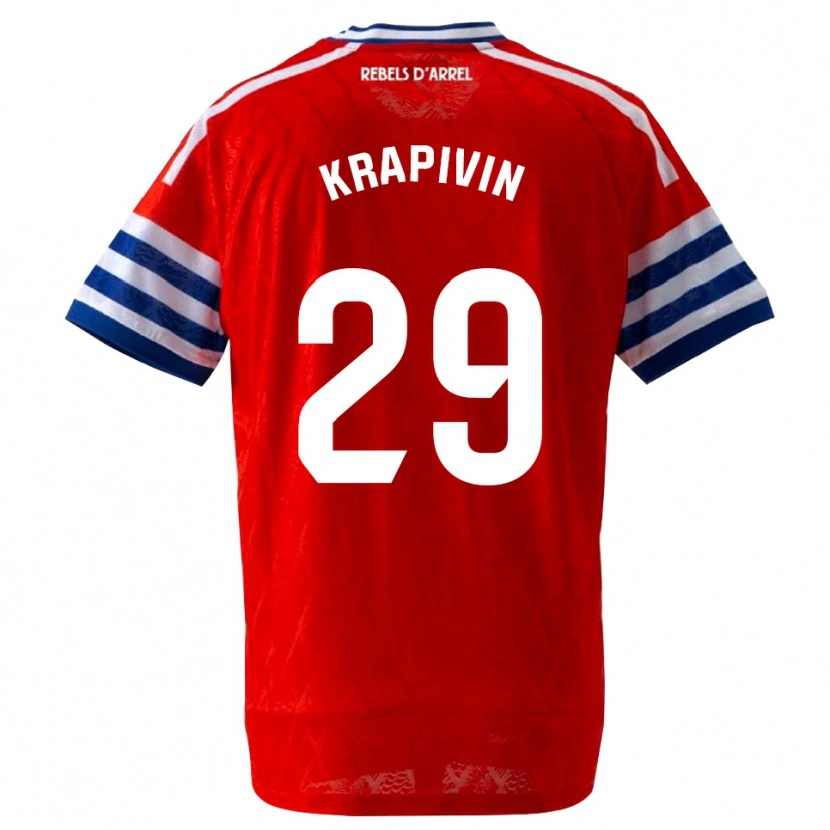 DanxenメンズYegor Krapivin#29ロイヤルブルー 赤アウェイシャツ2026/27ジャージーユニフォーム