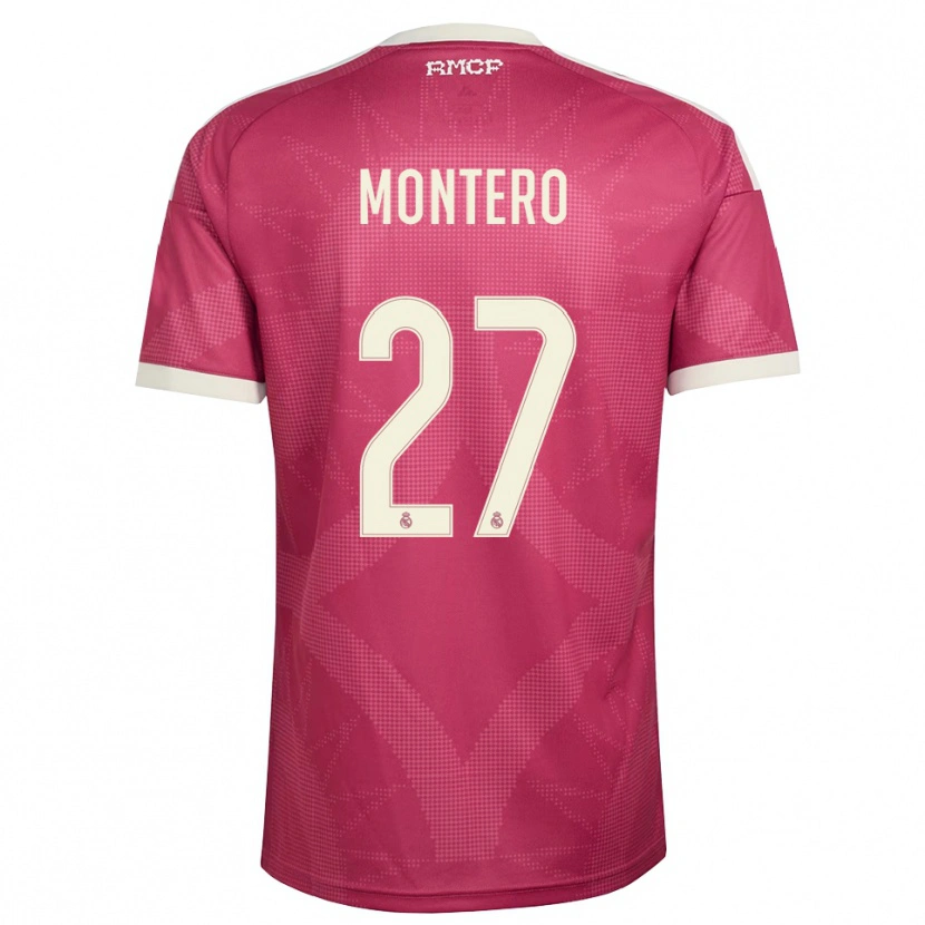 DanxenメンズPablo Montero#27ペールバイオレットレッド 白サードユニフォームシャツ2026/27ジャージーユニフォーム