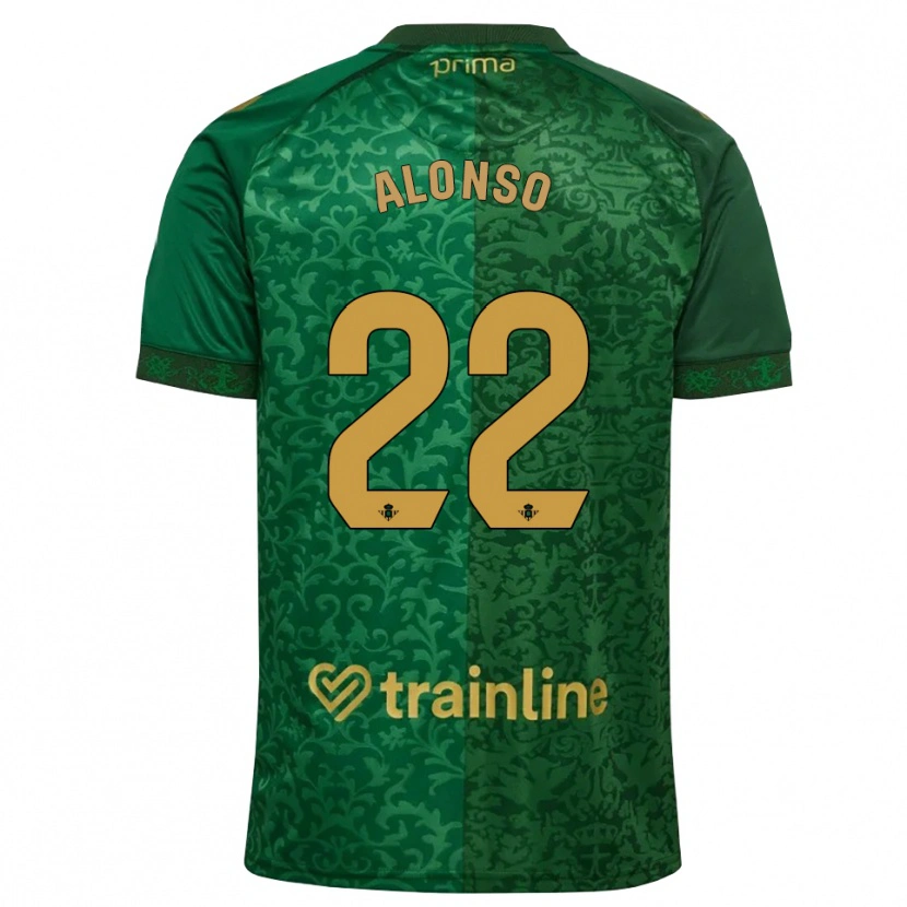 Danxenレディースボルハ・アロンソ#22フォレストグリーン ダークゴールデンロッドアウェイシャツ2026/27ジャージーユニフォーム