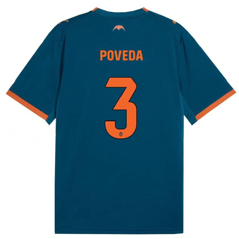 DanxenレディースHugo Poveda#3スティールブルー オレンジアウェイシャツ2026/27ジャージーユニフォーム