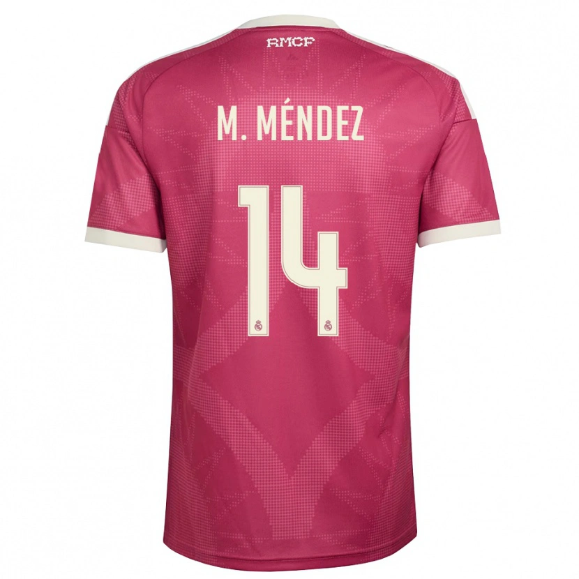 Danxenレディースマリア・メンデス#14ペールバイオレットレッド 白サードユニフォームシャツ2026/27ジャージーユニフォーム