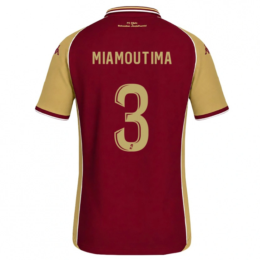 DanxenキッズHarly-James Miamoutima#3ゴールデンロッド ダークレッドホームシャツ2026/27ジャージーユニフォーム