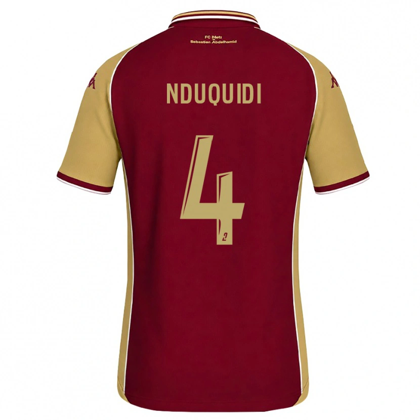 DanxenキッズBenjamin Nduquidi#4ゴールデンロッド ダークレッドホームシャツ2026/27ジャージーユニフォーム