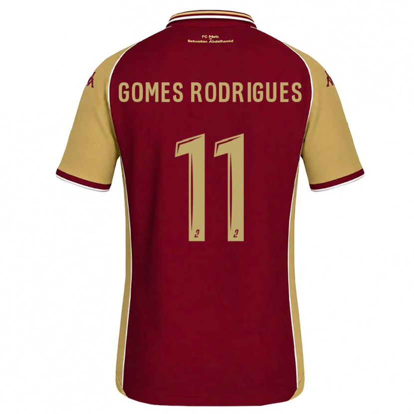 DanxenキッズJess Gomes Rodrigues#11ゴールデンロッド ダークレッドホームシャツ2026/27ジャージーユニフォーム