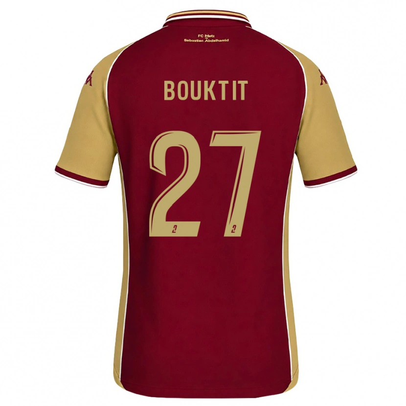 DanxenキッズAssia Bouktit#27ゴールデンロッド ダークレッドホームシャツ2026/27ジャージーユニフォーム
