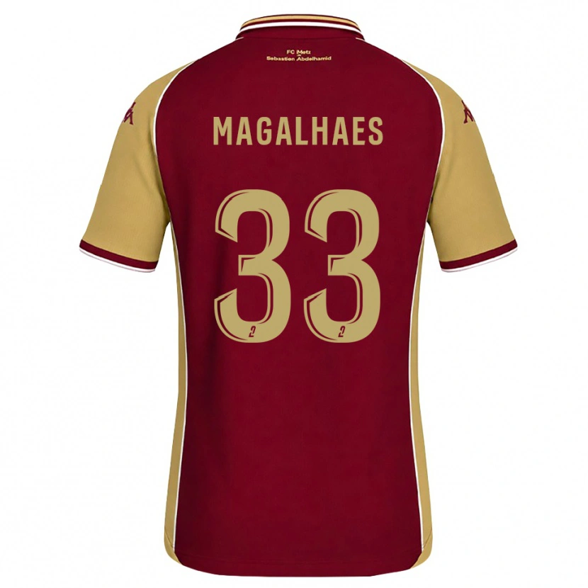 DanxenキッズManon Magalhaes#33ゴールデンロッド ダークレッドホームシャツ2026/27ジャージーユニフォーム