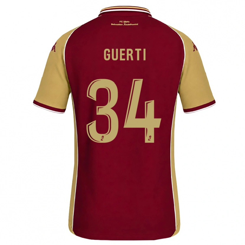 DanxenキッズIsmaël Guerti#34ゴールデンロッド ダークレッドホームシャツ2026/27ジャージーユニフォーム