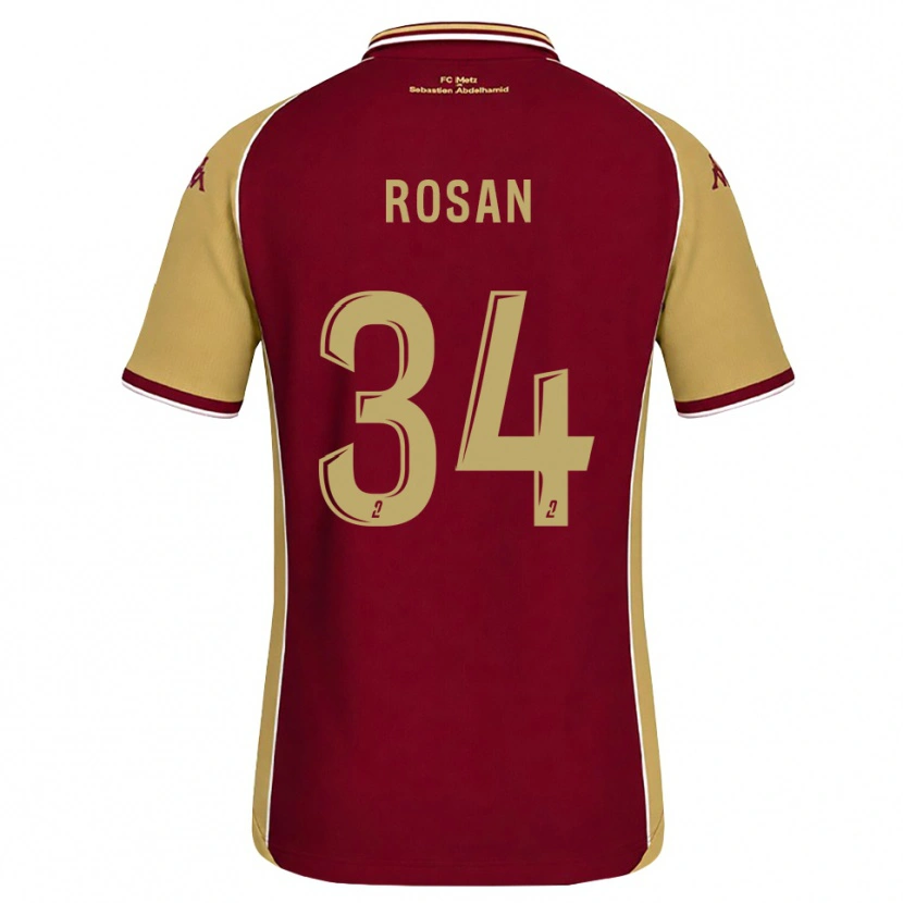DanxenキッズKaylia Rosan#34ゴールデンロッド ダークレッドホームシャツ2026/27ジャージーユニフォーム