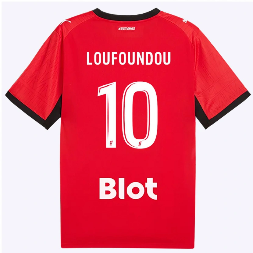 DanxenキッズNoah Loufoundou#10赤 黒 白ホームシャツ2026/27ジャージーユニフォーム