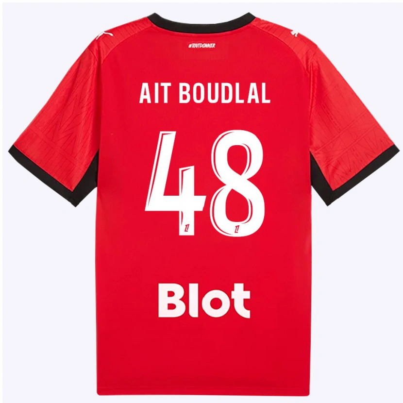 DanxenキッズAbdelhamid Ait Boudlal#48赤 黒 白ホームシャツ2026/27ジャージーユニフォーム