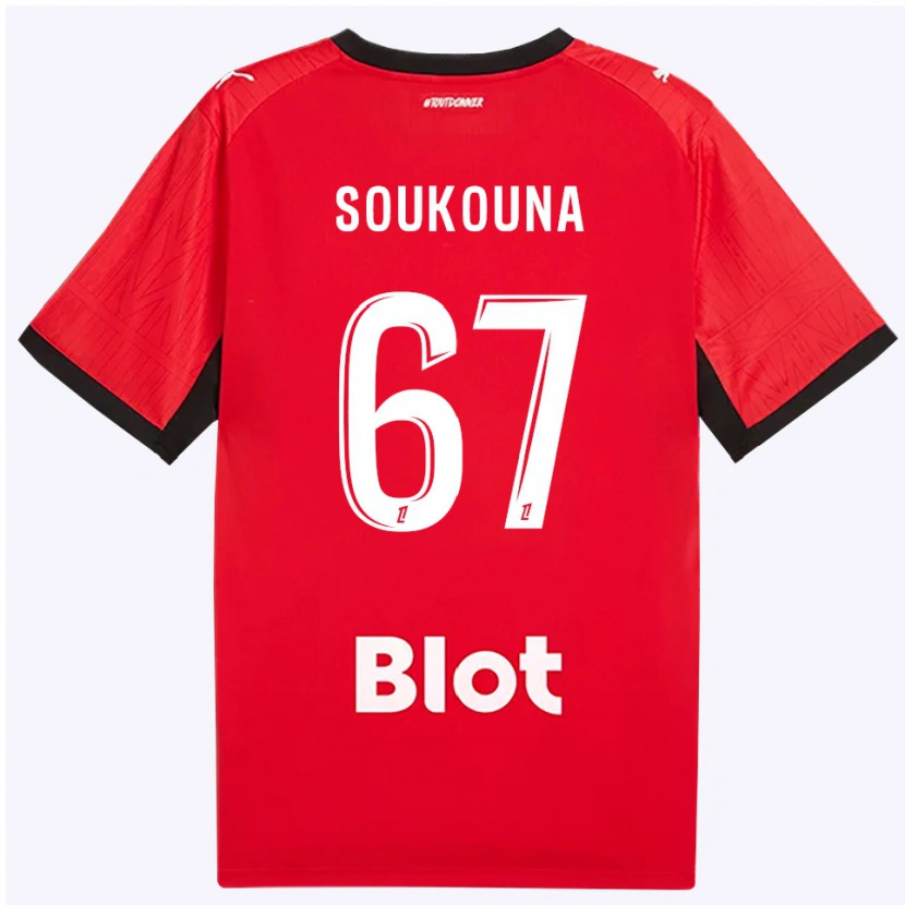 DanxenキッズIsiaka Soukouna#67赤 黒 白ホームシャツ2026/27ジャージーユニフォーム