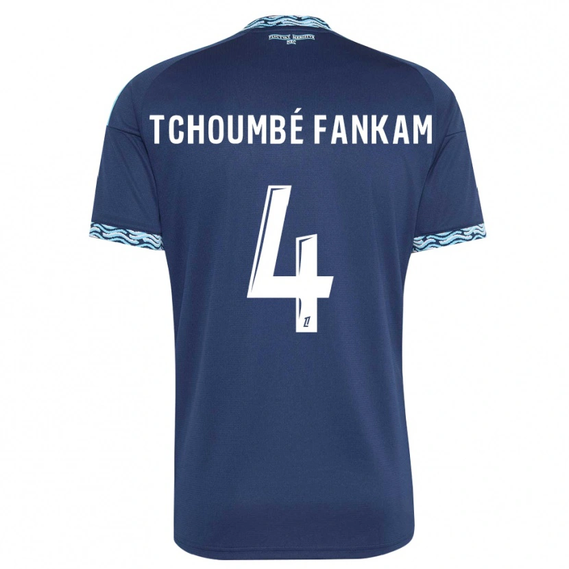 DanxenキッズErwan Tchoumbé Fankam#4スティールブルー 白ホームシャツ2026/27ジャージーユニフォーム