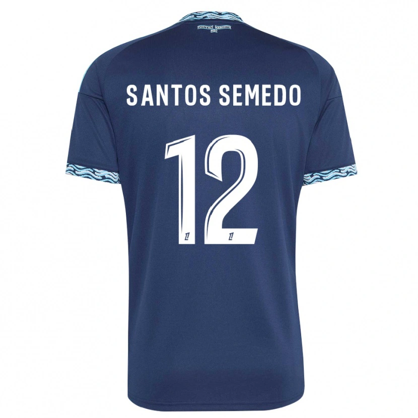 DanxenキッズIlyes Dos Santos Semedo#12スティールブルー 白ホームシャツ2026/27ジャージーユニフォーム
