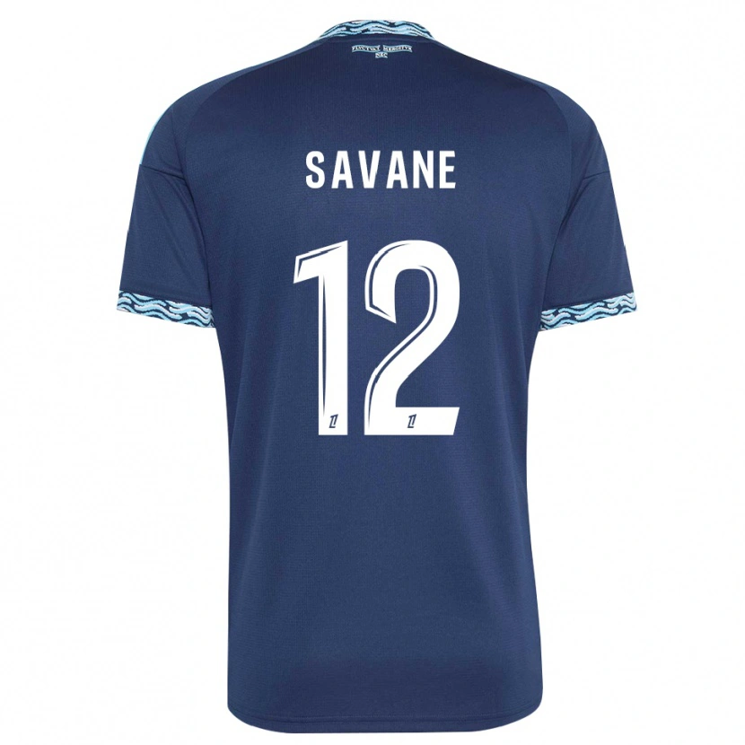 DanxenキッズMohamed Savane#12スティールブルー 白ホームシャツ2026/27ジャージーユニフォーム