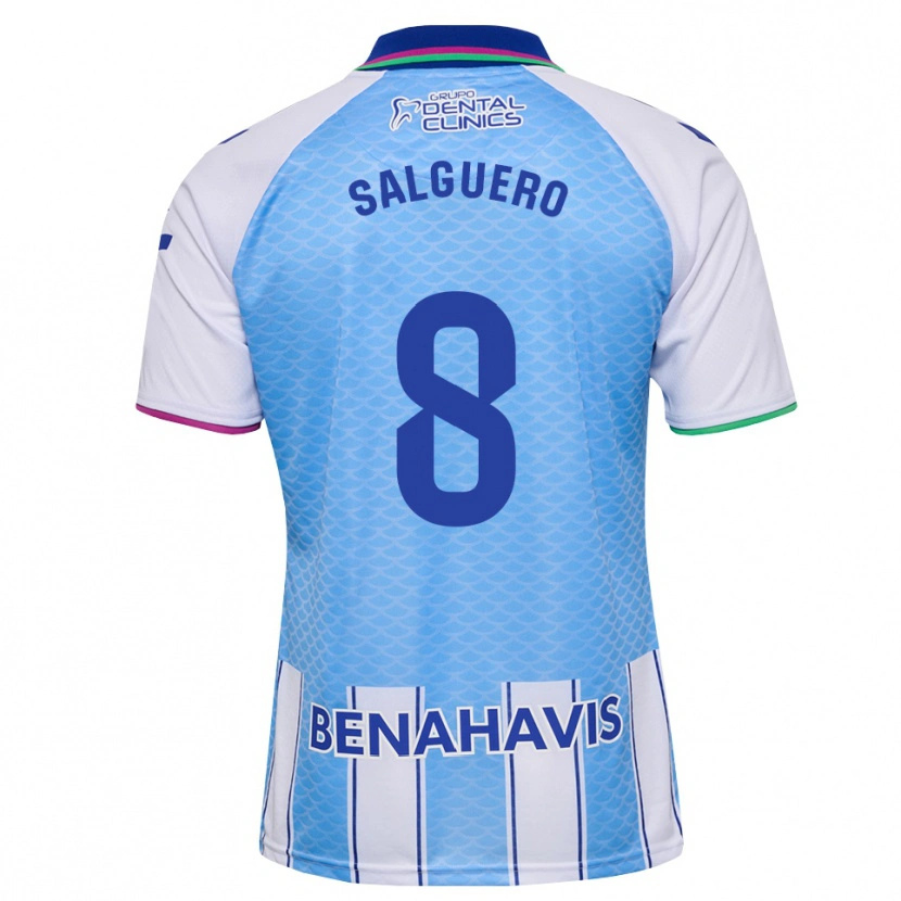 DanxenキッズIsmael Salguero#8ディープスカイブルー 白ホームシャツ2026/27ジャージーユニフォーム