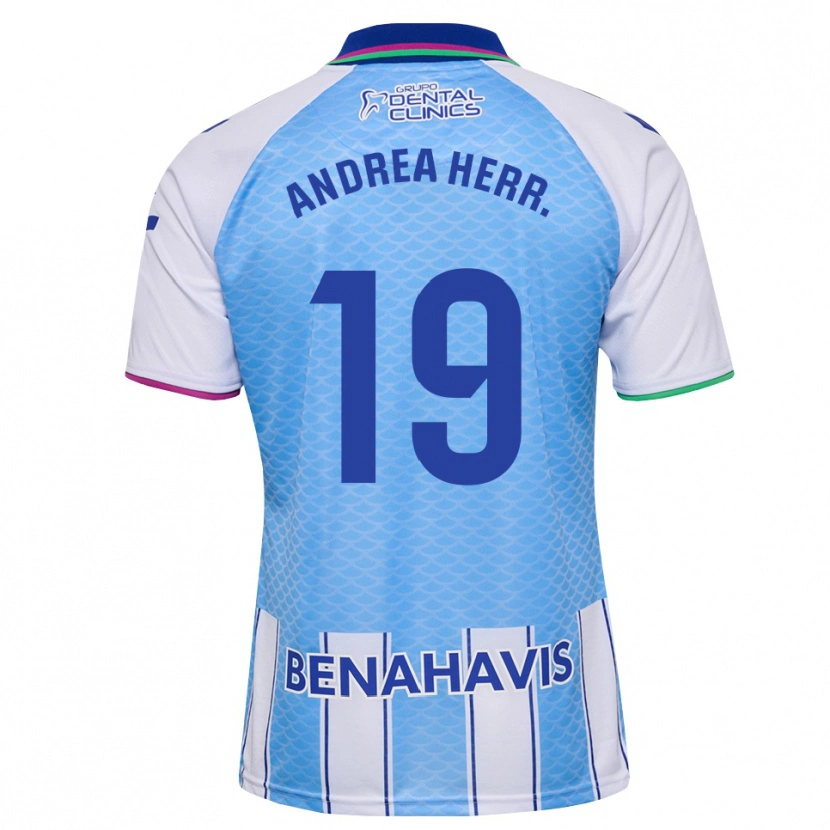 DanxenキッズAndrea Herrero Valiente#19ディープスカイブルー 白ホームシャツ2026/27ジャージーユニフォーム