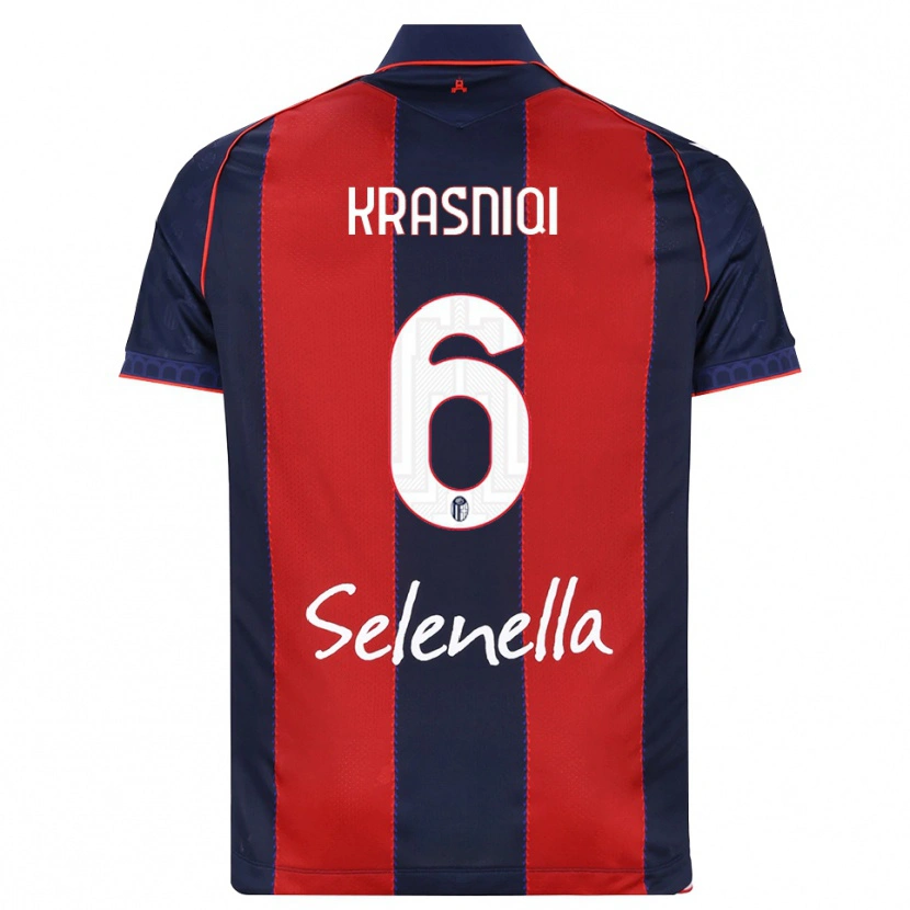 DanxenキッズBesalet Krasniqi#6ロイヤルブルー レッド ホワイトホームシャツ2026/27ジャージーユニフォーム