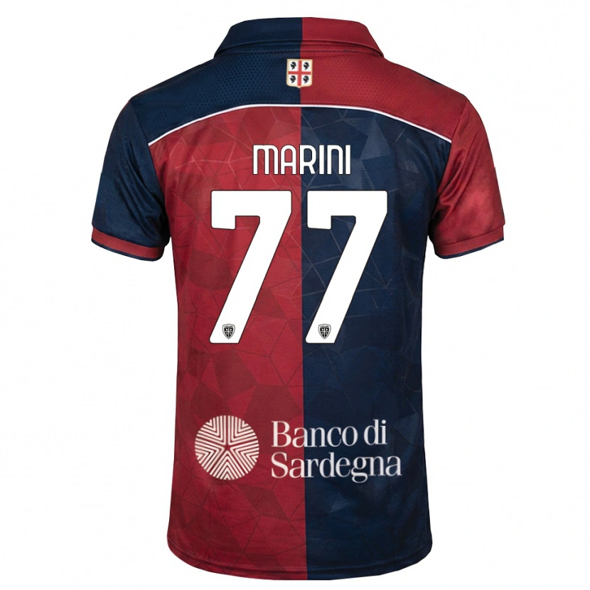 Danxenキッズマッテオ・マリーニ#77バーガンディ ロイヤルブルーホームシャツ2026/27ジャージーユニフォーム