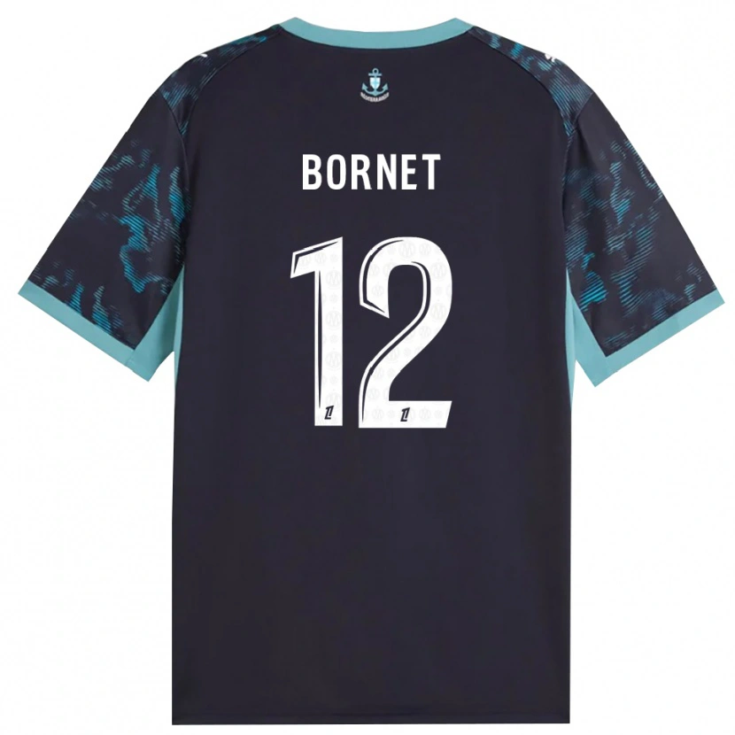 DanxenキッズCamille Bornet#12ペールターコイズ 白 黒アウェイシャツ2026/27ジャージーユニフォーム
