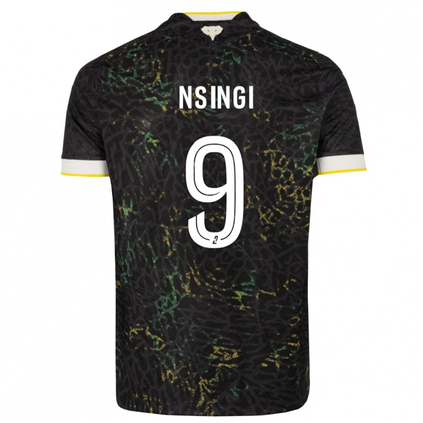 DanxenキッズPlamedi Nsingi#9黒白黄アウェイシャツ2026/27ジャージーユニフォーム