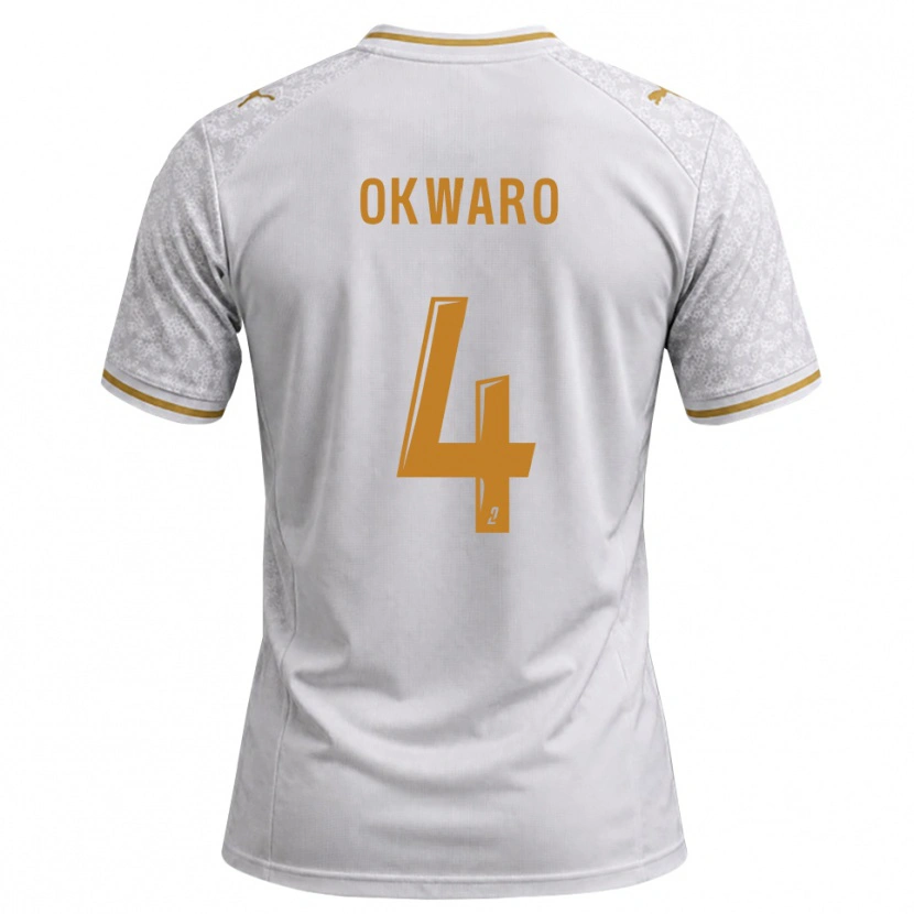 DanxenキッズManzur Okwaro#4白 グレー ゴールデンロッドアウェイシャツ2026/27ジャージーユニフォーム