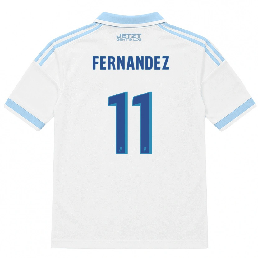 Danxenキッズエリアス・アラー・フェルナンデス#11ライトスカイブルー 白 赤アウェイシャツ2026/27ジャージーユニフォーム