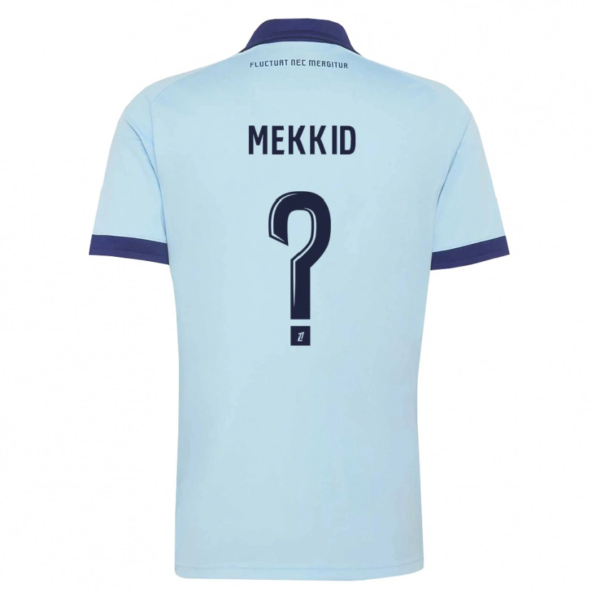 DanxenキッズAyoub Mekkid#0コーンフラワーブルー 黒アウェイシャツ2026/27ジャージーユニフォーム