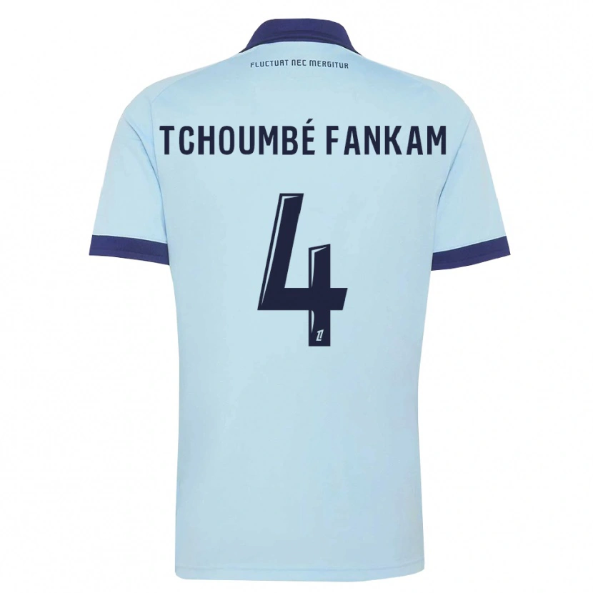 DanxenキッズErwan Tchoumbé Fankam#4コーンフラワーブルー 黒アウェイシャツ2026/27ジャージーユニフォーム