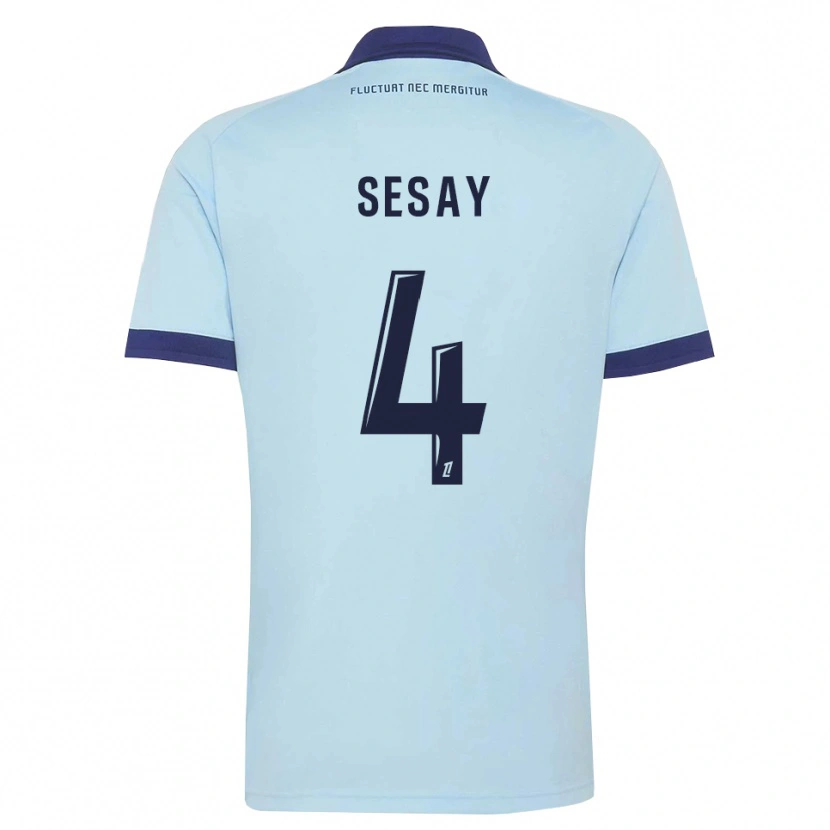 DanxenキッズMohamed Sesay#4コーンフラワーブルー 黒アウェイシャツ2026/27ジャージーユニフォーム