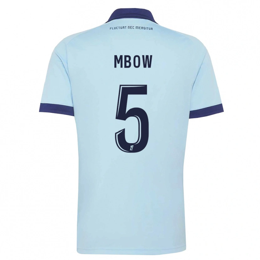 DanxenキッズMoustapha Mbow#5コーンフラワーブルー 黒アウェイシャツ2026/27ジャージーユニフォーム