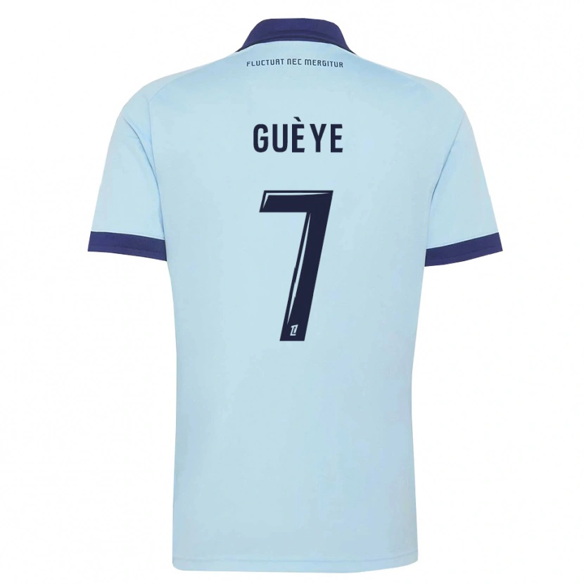 DanxenキッズSiny Guèye#7コーンフラワーブルー 黒アウェイシャツ2026/27ジャージーユニフォーム