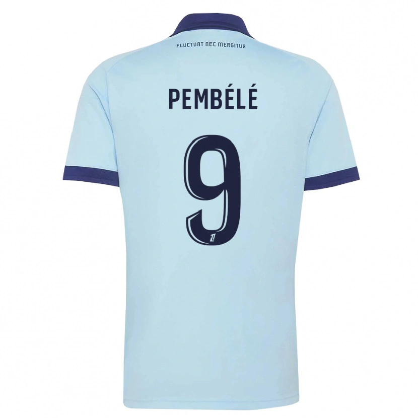 DanxenキッズAndy Pembélé#9コーンフラワーブルー 黒アウェイシャツ2026/27ジャージーユニフォーム