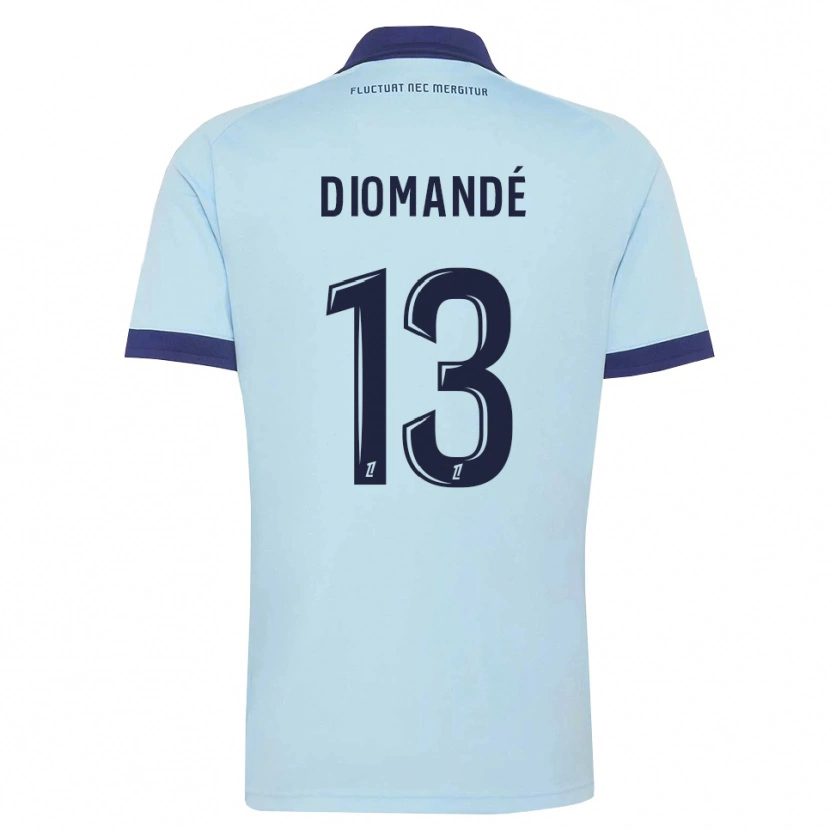DanxenキッズVassancy Diomandé#13コーンフラワーブルー 黒アウェイシャツ2026/27ジャージーユニフォーム