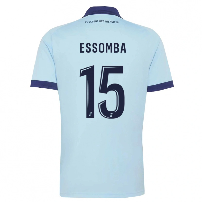 DanxenキッズAaron Essomba#15コーンフラワーブルー 黒アウェイシャツ2026/27ジャージーユニフォーム