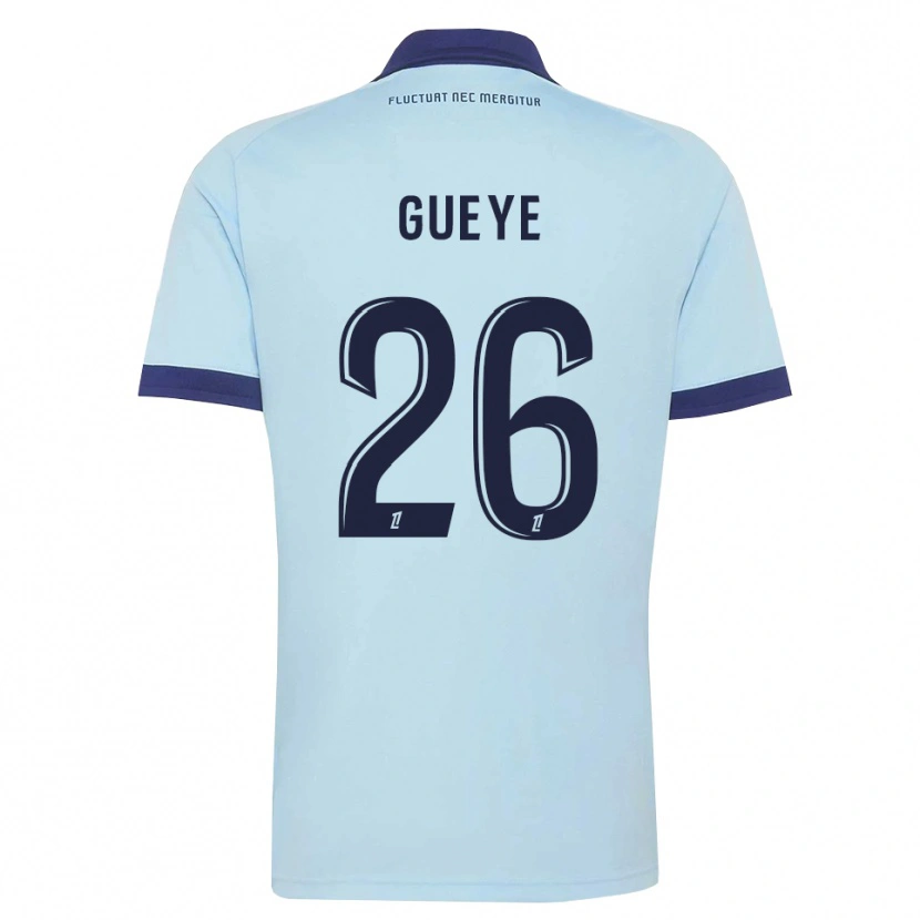 DanxenキッズLamine Gueye#26コーンフラワーブルー 黒アウェイシャツ2026/27ジャージーユニフォーム