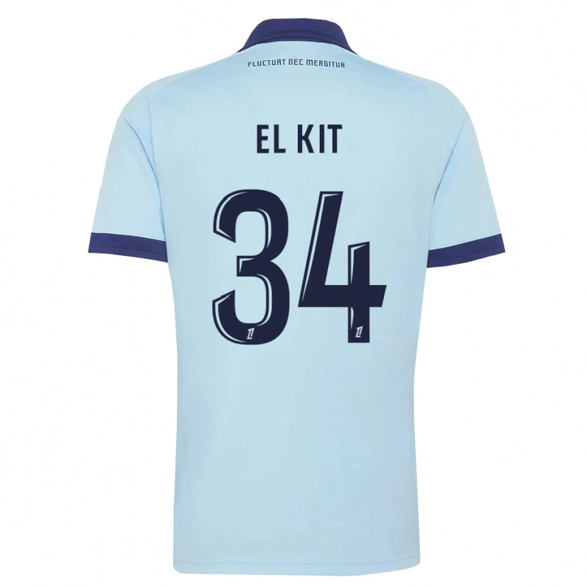 DanxenキッズKamil El Kit#34コーンフラワーブルー 黒アウェイシャツ2026/27ジャージーユニフォーム