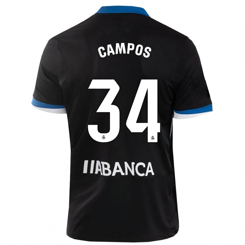 DanxenキッズXabi Campos#34黒 青 白アウェイシャツ2026/27ジャージーユニフォーム