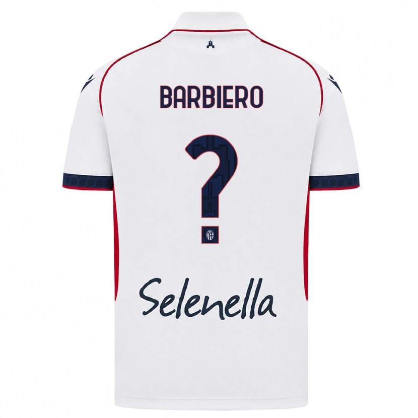 DanxenキッズAndrea Barbiero#0ホワイト レッド ロイヤルブルーアウェイシャツ2026/27ジャージーユニフォーム