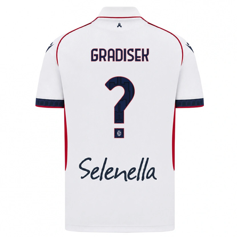 DanxenキッズSara Gradisek#0ホワイト レッド ロイヤルブルーアウェイシャツ2026/27ジャージーユニフォーム