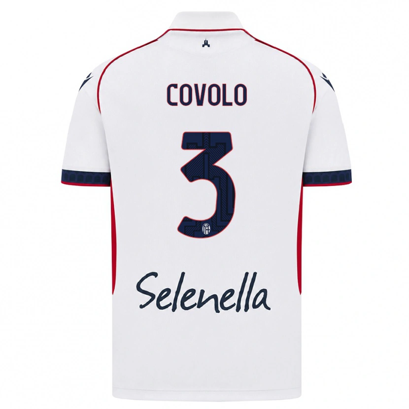 DanxenキッズGiovanni Covolo#3ホワイト レッド ロイヤルブルーアウェイシャツ2026/27ジャージーユニフォーム
