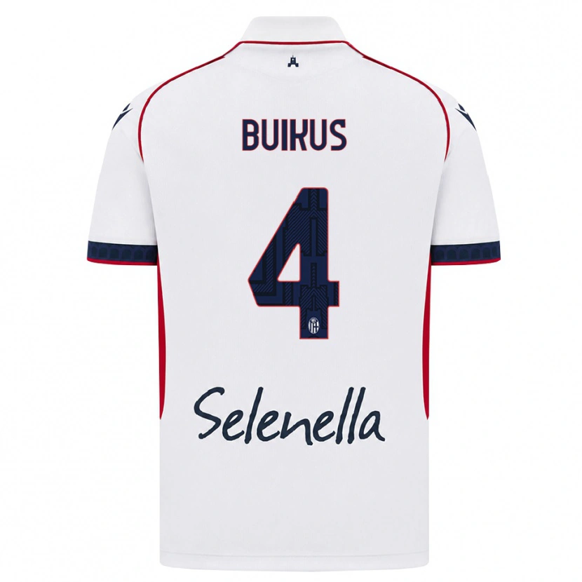DanxenキッズAdomas Buikus#4ホワイト レッド ロイヤルブルーアウェイシャツ2026/27ジャージーユニフォーム