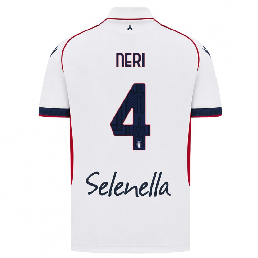 DanxenキッズJacopo Neri#4ホワイト レッド ロイヤルブルーアウェイシャツ2026/27ジャージーユニフォーム